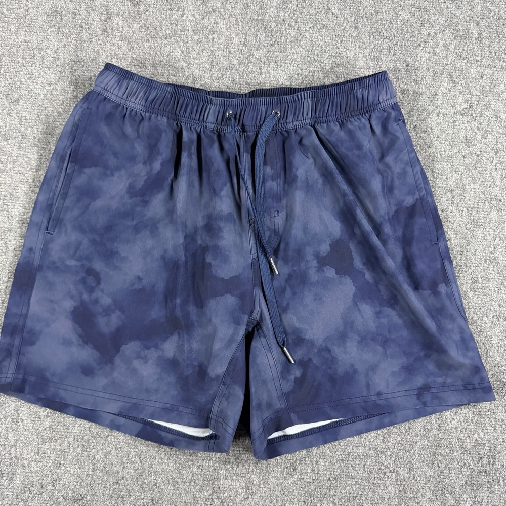 Bamboo Ave Shorts Mens Large Blue Lined Active Drawstring Abstract Outdoors